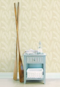 Vignette with beige coral like feathers wallcovering